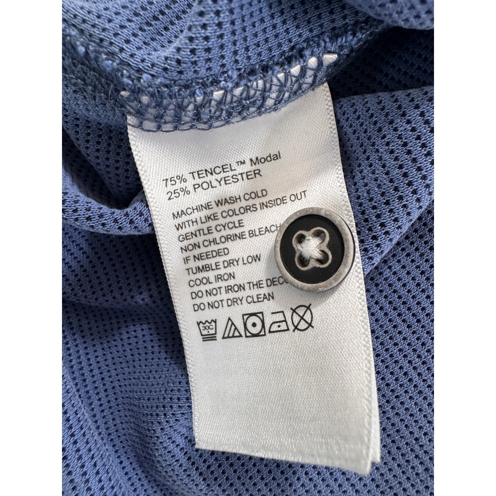 Tommy Bahama Palmetto Paradise Mens Polo Large Modal Tencel Blend Textured Blue - Picture 5 of 7